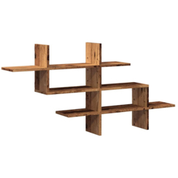 vidaXL 8 Shelf Brown Old Wood Effect Floating Wall Shelf - Size: 60.5 x 18 x 124.5cm - Wilko - thumbnail 1