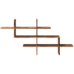 vidaXL 8 Shelf Brown Old Wood Effect Floating Wall Shelf - Size: 60.5 x 18 x 124.5cm - Wilko - thumbnail 4