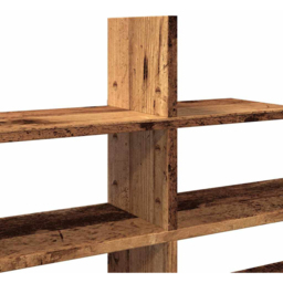 vidaXL 8 Shelf Brown Old Wood Effect Floating Wall Shelf - Size: 60.5 x 18 x 124.5cm - Wilko - thumbnail 7