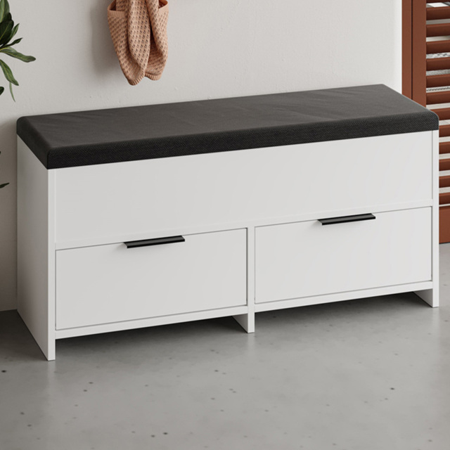 Decortie Cove 2 Door 2 Shelf White Modern Shoe Storage Bench - Size: 50 x 106 x 34cm - Wilko - image 1