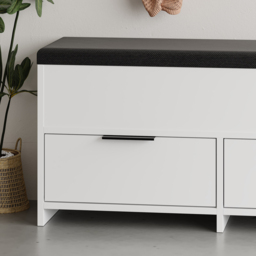 Decortie Cove 2 Door 2 Shelf White Modern Shoe Storage Bench - Size: 50 x 106 x 34cm - Wilko - thumbnail 4