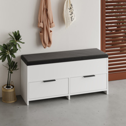 Decortie Cove 2 Door 2 Shelf White Modern Shoe Storage Bench - Size: 50 x 106 x 34cm - Wilko - thumbnail 6