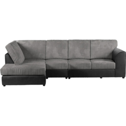Luxor 4 Seater Black and Grey Jumbo Cord Left Hand Facing Full Back L Shaped Corner Sofa Set - Multi - Wilko - thumbnail 3