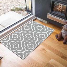 Desire Rugs Havana Grey Quatrefoil Anti Slip Door Mat 80 x 50cm - Size: 50 x 80cm - Wilko - thumbnail 3