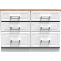 Crowndale Kent 6 Drawer White Ash and Modern Oak Midi Chest of Drawers - Wilko - thumbnail 4