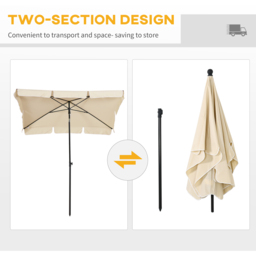 Outsunny Beige Tilting Parasol 2 x 1.25m - Size: 2m - Cream - Wilko - thumbnail 6