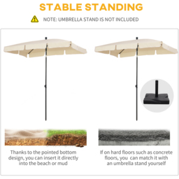 Outsunny Beige Tilting Parasol 2 x 1.25m - Size: 2m - Cream - Wilko - thumbnail 7