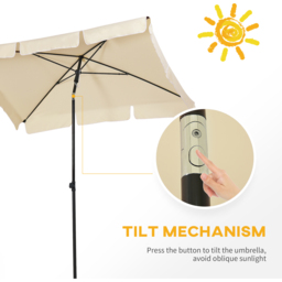 Outsunny Beige Tilting Parasol 2 x 1.25m - Size: 2m - Cream - Wilko - thumbnail 5