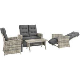 Outsunny 4 Seater Light Grey Rattan Outdoor Sofa Set - Wilko - thumbnail 3