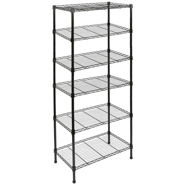 Harbour Housewares 6 Shelf Black Adjustable Wire Shelving Unit - Size: 180 x 60 x 35cm - Wilko - image 1