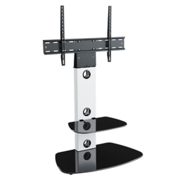 AVF Lucerne Satin White and Black Glass Curved Pedestal TV Unit - Size: 44.7 x 70 x 117.7cm - Multi - Wilko - thumbnail 3