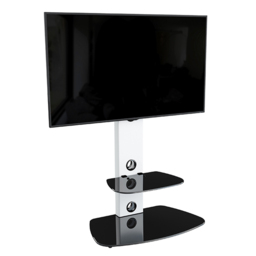 AVF Lucerne Satin White and Black Glass Curved Pedestal TV Unit - Size: 44.7 x 70 x 117.7cm - Multi - Wilko - thumbnail 4