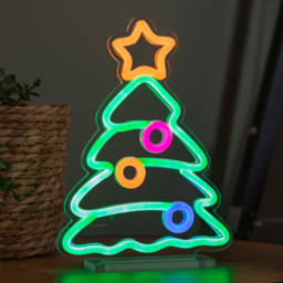 Premier Multicolour LED Christmas Tree Table Top Neon Sign 25 x 17cm - Size: 25 x 17 x 2cm - Multi-Coloured - Wilko - thumbnail 5