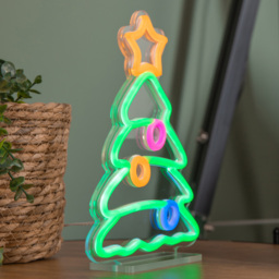Premier Multicolour LED Christmas Tree Table Top Neon Sign 25 x 17cm - Size: 25 x 17 x 2cm - Multi-Coloured - Wilko - thumbnail 6