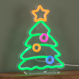 Premier Multicolour LED Christmas Tree Table Top Neon Sign 25 x 17cm - Size: 25 x 17 x 2cm - Multi-Coloured - Wilko - thumbnail 1