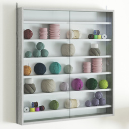HOMCOM 7-Tier Glass Doors Graphite Wood Effect Wall Display Cabinet - Size: 83.0 cm x 9.5 cm x 80.0 cmcm - Grey - Wilko