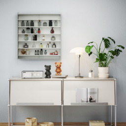 HOMCOM 7-Tier Glass Doors Graphite Wood Effect Wall Display Cabinet - Size: 83.0 cm x 9.5 cm x 80.0 cmcm - Grey - Wilko - thumbnail 6
