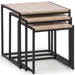 Julian Bowen Tribeca Sonoma Oak Nest of Tables Set of 3 - Size: 45 x 45 x 45cm - Black - Wilko - thumbnail 3
