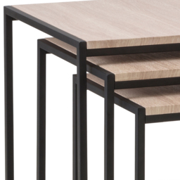 Julian Bowen Tribeca Sonoma Oak Nest of Tables Set of 3 - Size: 45 x 45 x 45cm - Black - Wilko - thumbnail 5