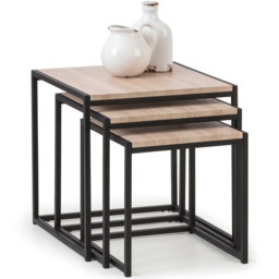 Julian Bowen Tribeca Sonoma Oak Nest of Tables Set of 3 - Size: 45 x 45 x 45cm - Black - Wilko - thumbnail 4