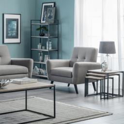 Julian Bowen Tribeca Sonoma Oak Nest of Tables Set of 3 - Size: 45 x 45 x 45cm - Black - Wilko - thumbnail 7