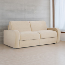 Jay-Be Deco 3 Seater Brushed Twill Linen Sofa Bed with e-Sprung Mattress - Size: 2 Seater - Cream - Wilko