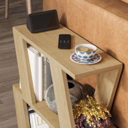 Decortie Lazena 2 Shelf Oak Side Table - Size: 55.4 x 60 x 21.2cm - Cream - Wilko - thumbnail 4