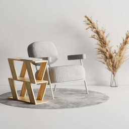 Decortie Lazena 2 Shelf Oak Side Table - Size: 55.4 x 60 x 21.2cm - Cream - Wilko - thumbnail 7