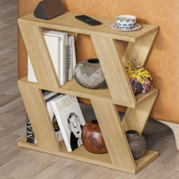Decortie Lazena 2 Shelf Oak Side Table - Size: 55.4 x 60 x 21.2cm - Cream - Wilko
