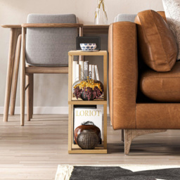 Decortie Lazena 2 Shelf Oak Side Table - Size: 55.4 x 60 x 21.2cm - Cream - Wilko - thumbnail 6