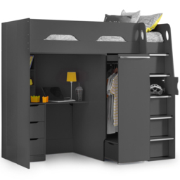 Julian Bowen Pegasus Anthracite High Sleeper with Storage - Size: Single - Silver - Wilko - thumbnail 3