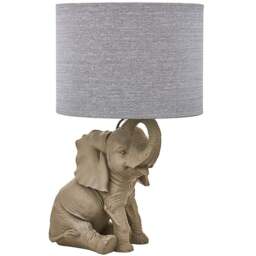 Kliving Hathi Fabric Shade Grey Resin Table Lamp - Size: 40 x 24 x 24cm - Wilko - thumbnail 1