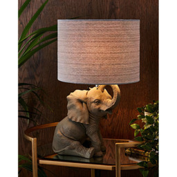 Kliving Hathi Fabric Shade Grey Resin Table Lamp - Size: 40 x 24 x 24cm - Wilko - thumbnail 3