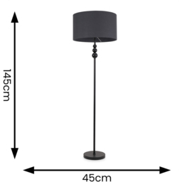 ValueLights Marissa Charcoal Grey Shade Black Ball LED Floor Lamp - Size: 145 x 45 x 45cm - Wilko - thumbnail 6