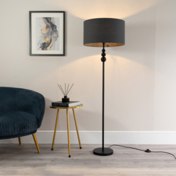 ValueLights Marissa Charcoal Grey Shade Black Ball LED Floor Lamp - Size: 145 x 45 x 45cm - Wilko - thumbnail 3