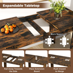 Costway 8 Seater Extendable Dining Table Brown - Wilko - thumbnail 7