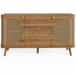 GFW Sorrel 2 Door 3 Drawer Oak Rattan Large Sideboard - Size: 73.5 x 140 x 39cm - Wilko - thumbnail 5
