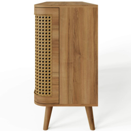 GFW Sorrel 2 Door 3 Drawer Oak Rattan Large Sideboard - Size: 73.5 x 140 x 39cm - Wilko - thumbnail 6