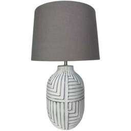Acacia Home 46cm Stone Ceramic Table Lamp with Fabric Shade - Size: 38 x 19 x 19cm - Multi - Wilko
