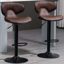 Portland Brown Faux Leather Height Adjustable Swivel Bar Stool Set of 2 - Wilko - thumbnail 1