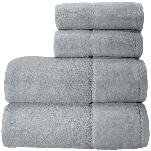 Velosso Velour Plush Cotton Silver Hand Towel 2 Pack - Grey - Wilko - image 1