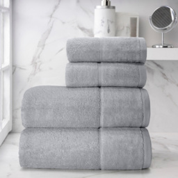 Velosso Velour Plush Cotton Silver Hand Towel 2 Pack - Grey - Wilko - thumbnail 4