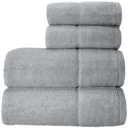 Velosso Velour Plush Cotton Silver Hand Towel 2 Pack - Grey - Wilko - thumbnail 1