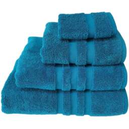 Turkish Cotton Turquoise Terry Dobby Bath Towel - Wilko