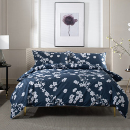 The Lyndon Company Petite Fleure Double White and Navy Duvet Set - Wilko - thumbnail 4