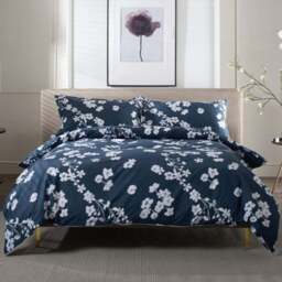 The Lyndon Company Petite Fleure Double White and Navy Duvet Set - Wilko - thumbnail 1