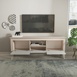 Decorotika Verde 3 Door Single Shelf Beige and White TV Unit - Size: 59 x 150 x 35cm - Multi - Wilko - thumbnail 5