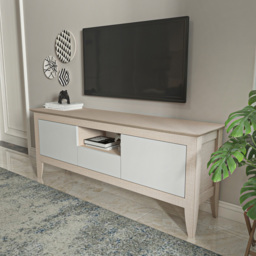 Decorotika Verde 3 Door Single Shelf Beige and White TV Unit - Size: 59 x 150 x 35cm - Multi - Wilko - thumbnail 7