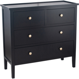 Pacific Lifestyle Chelmsford 4 Drawer Satin Black Pine Wood Chest of Drawers - Wilko - thumbnail 3