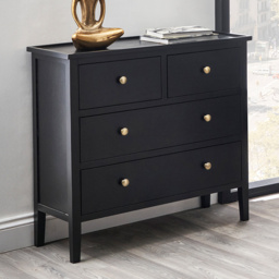 Pacific Lifestyle Chelmsford 4 Drawer Satin Black Pine Wood Chest of Drawers - Wilko - thumbnail 1